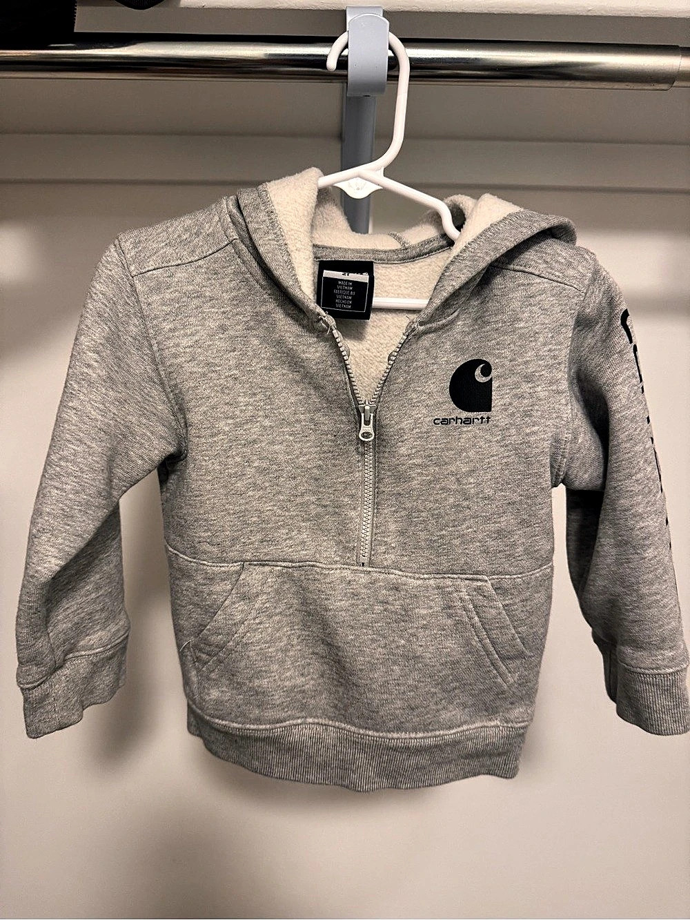 Carhartt Toddler Half-Zip Logo Hoodie Gray Unisex 2T